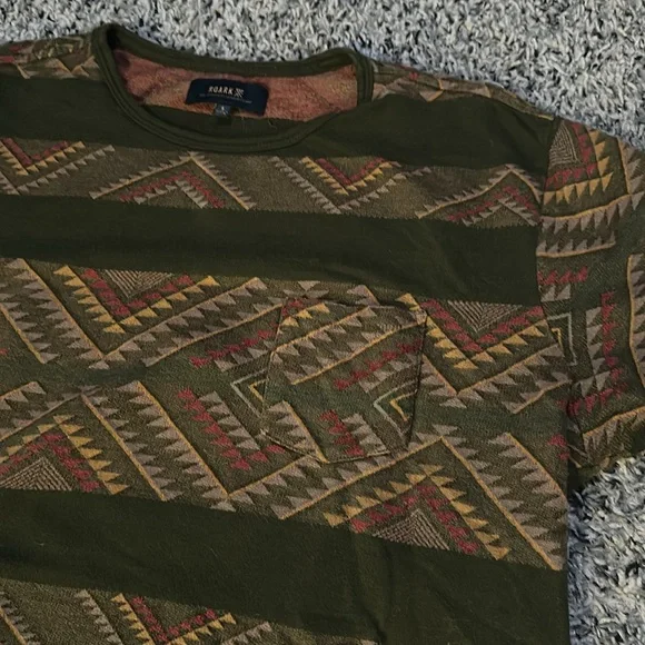 Roark 100% Organic Cotton Green Patterned Shirt with front pocket. Size L. - Picture 6 of 8